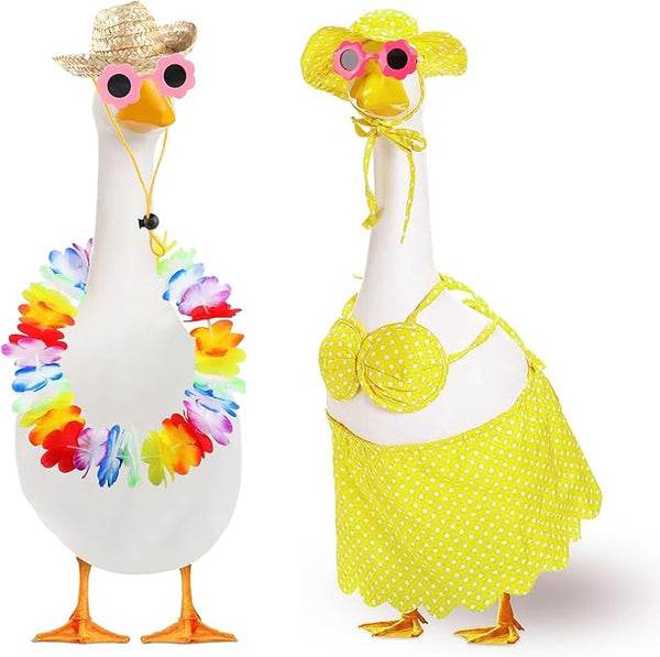 LipLopBest Summer Bikini Goose Outfit – 2 Sets for 23″ Porch Goose (Hawaiian Luau)